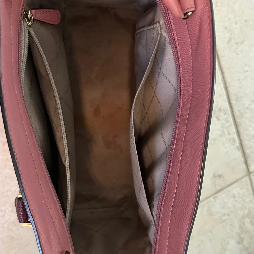 Michael Kors Rose Pink Tote with Burgundy Accents - Picture 6 of 6